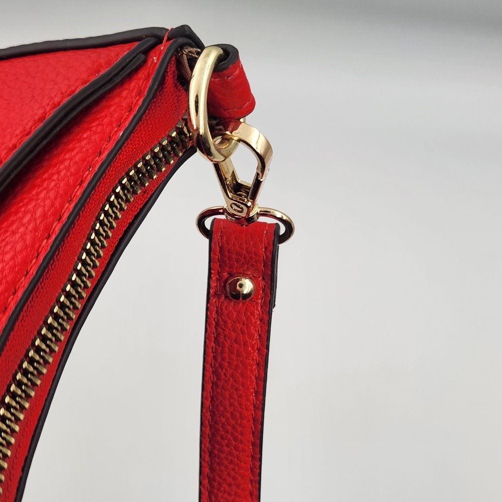 Nanette Lepore Small Red Crescent Hobo Shoulder Bag‎ Faux Leather Purse - Picture 4 of 12